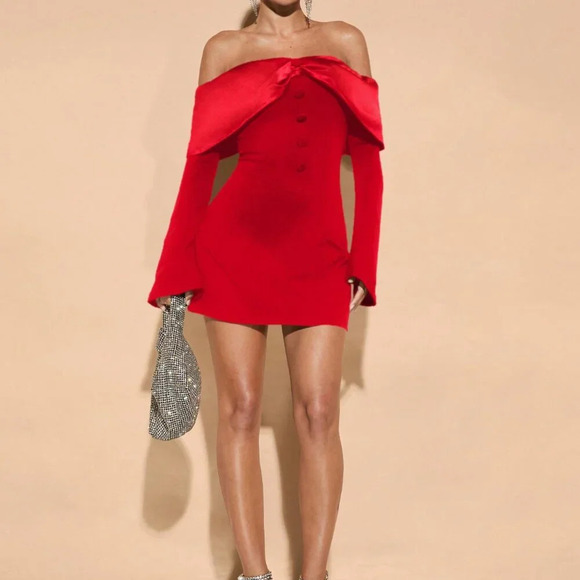 Red Elegant Women's Leopard Lace Panel Cami Dress - Picture 6 of 6